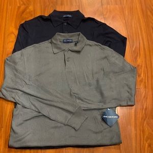 John Ashford Mens collar Shirt size Small in color Grey and Navy Blue